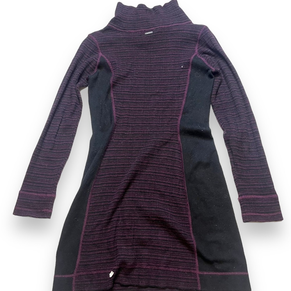 PRANA Plum Stripe Sweater Knit Long Sleeve Dress Women Small MISSING NECK TIE - Picture 3 of 8